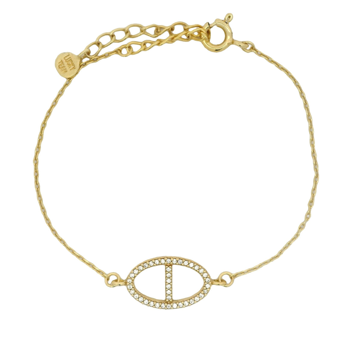 Bracelet doré avec maillon maille marine et zircons blancs
