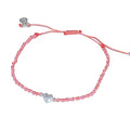 Bracelet cordon et petit coeur argent 925 brossé - ROSE