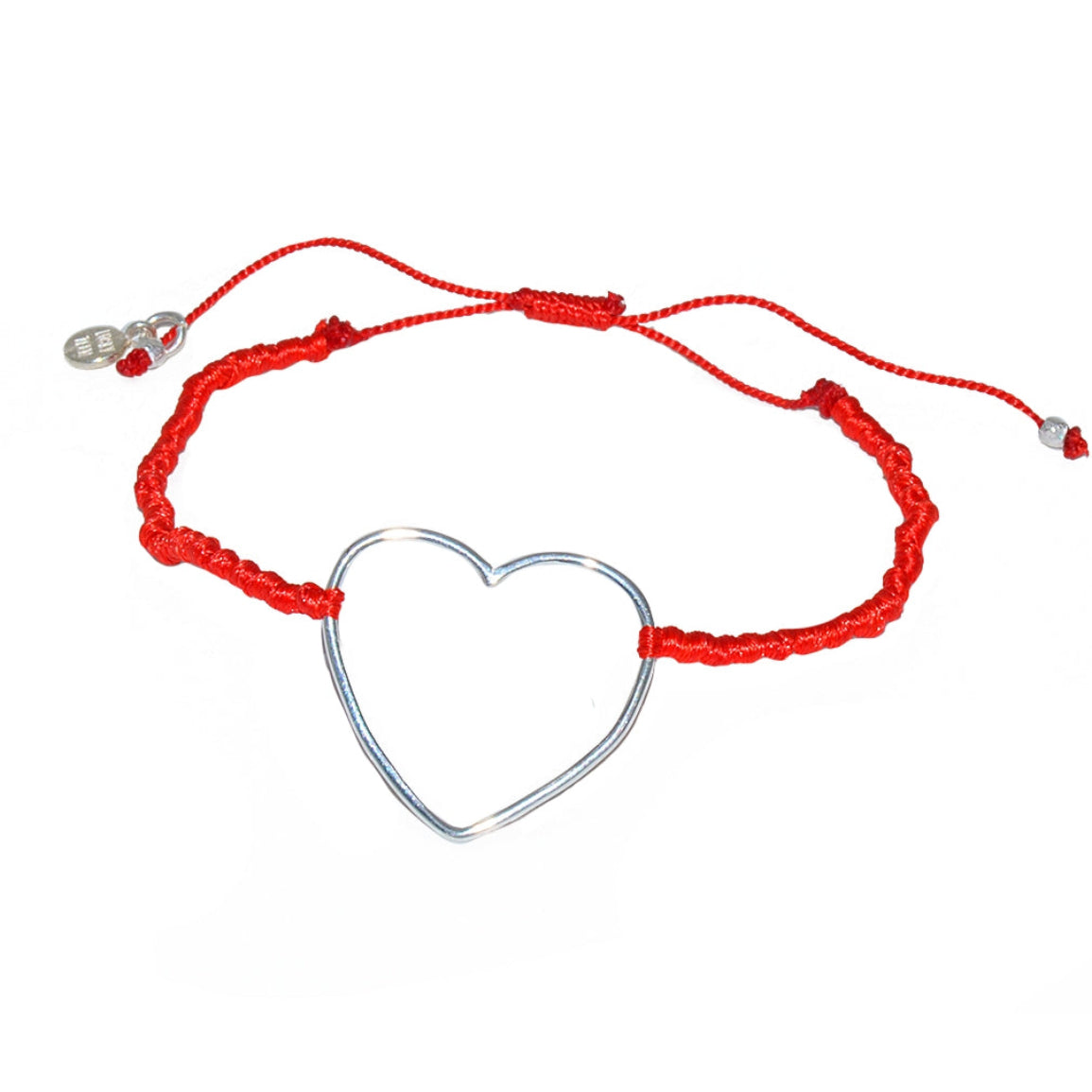 Bracelet cordon et coeur argent 925 - ROUGE
