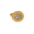 Bague dorée boules et pierres 4 griffes - 52 / LABRADORITE -