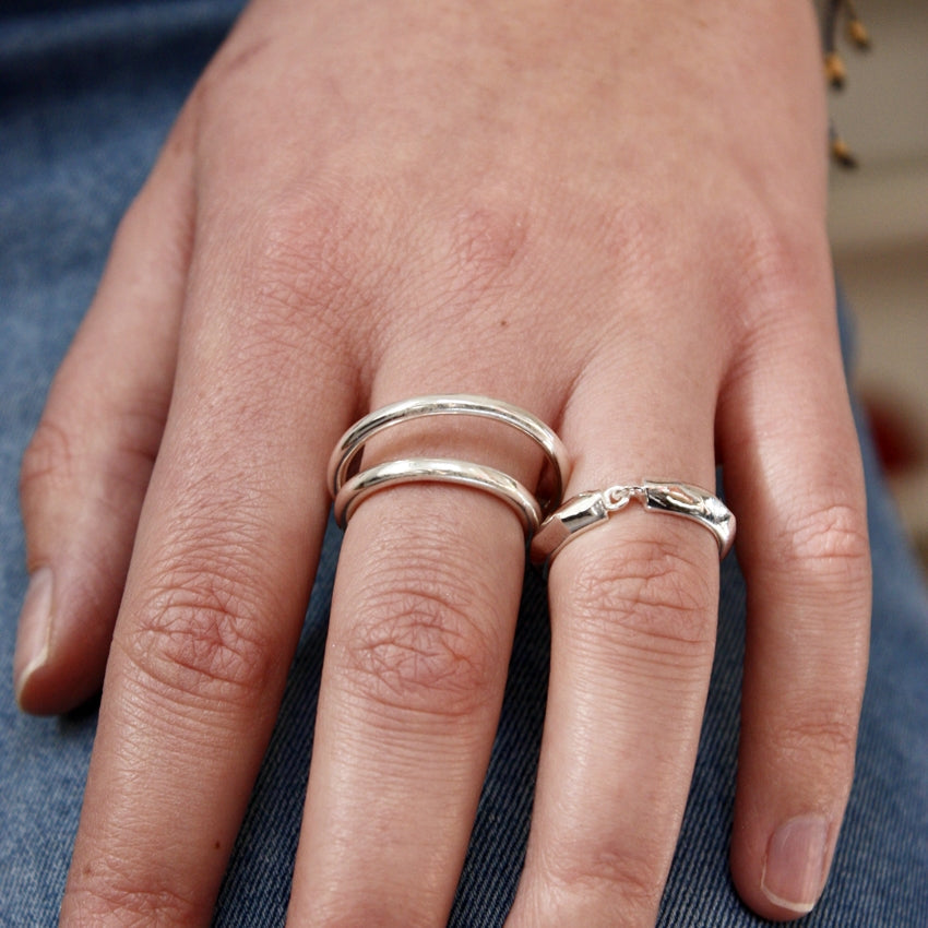 Bague demi-anneau en argent 925 - Bagues