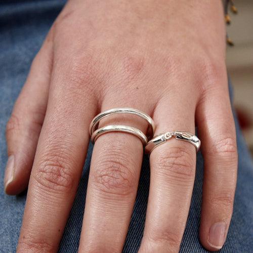 Bague demi-anneau en argent 925 - Bagues