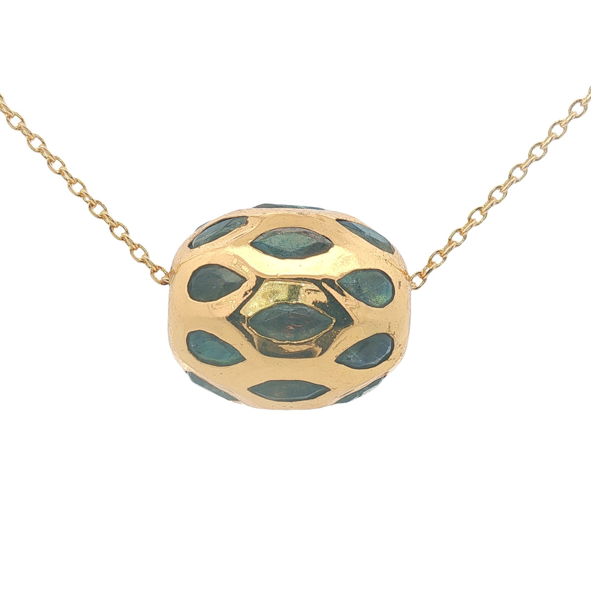 Collier doré perle incrustée de labradorite 42 cm