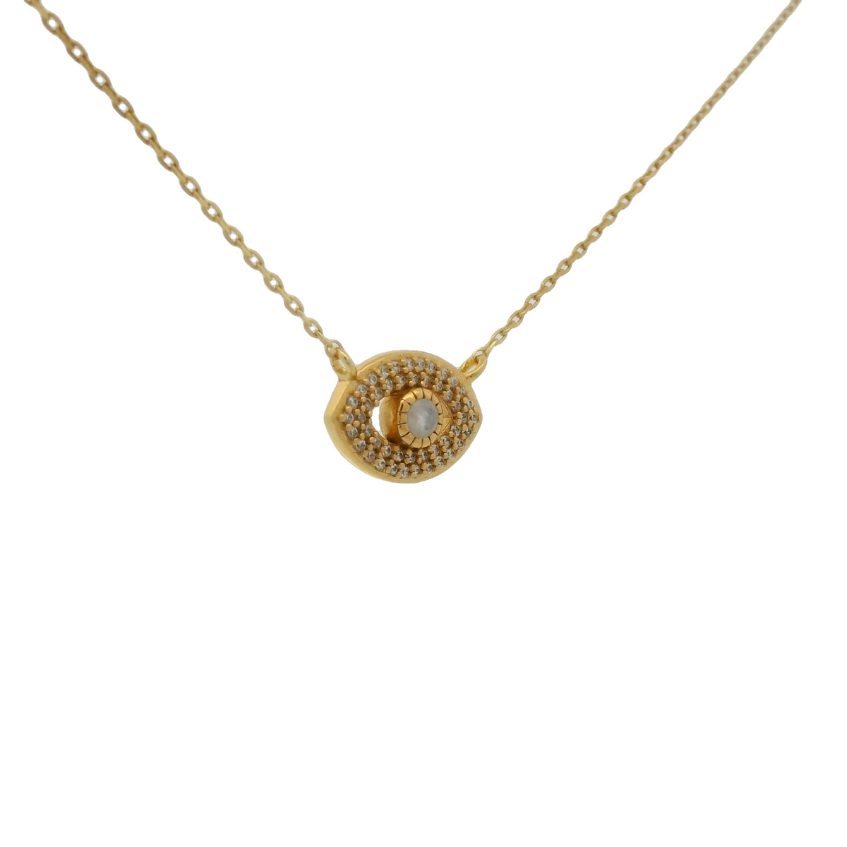 Collier doré oeil et zircons blancs 41 cm