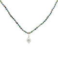 Collier doré perle de culture et perles multicolores 50 cm