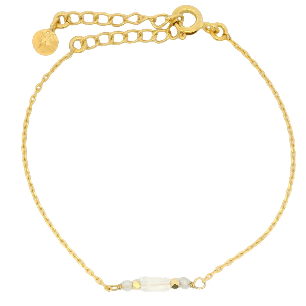 Bracelet doré pierre de lune rectangle et labradorite