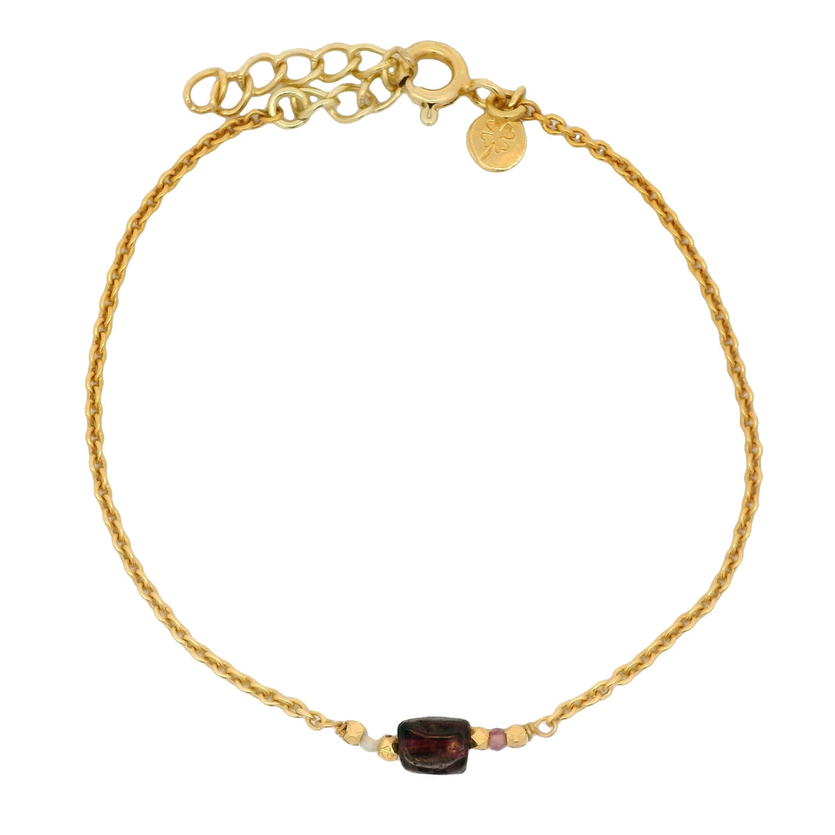 Bracelet doré pierre rectangle grenat
