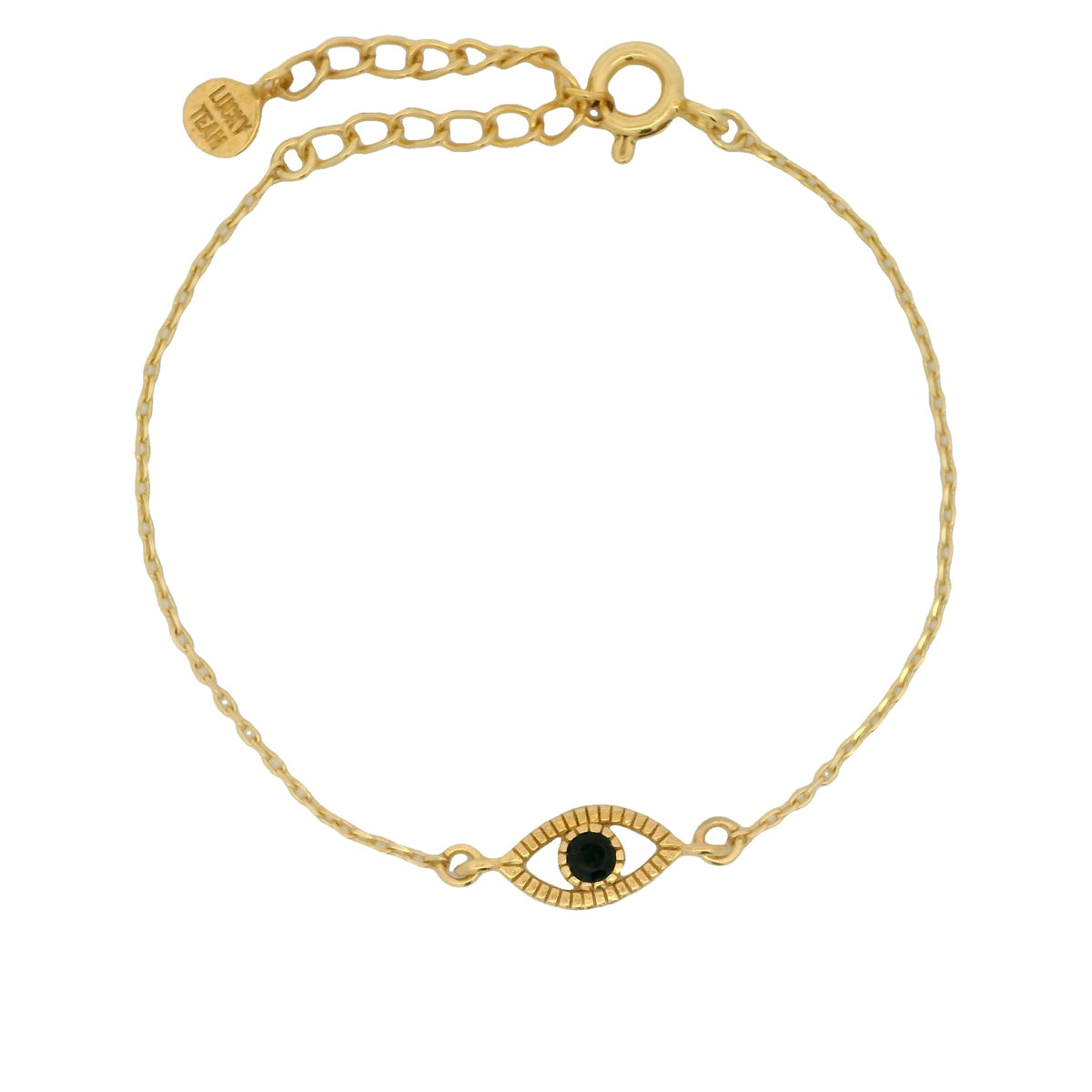 Bracelet doré oeil ovale ajouré texturé en onyx noire