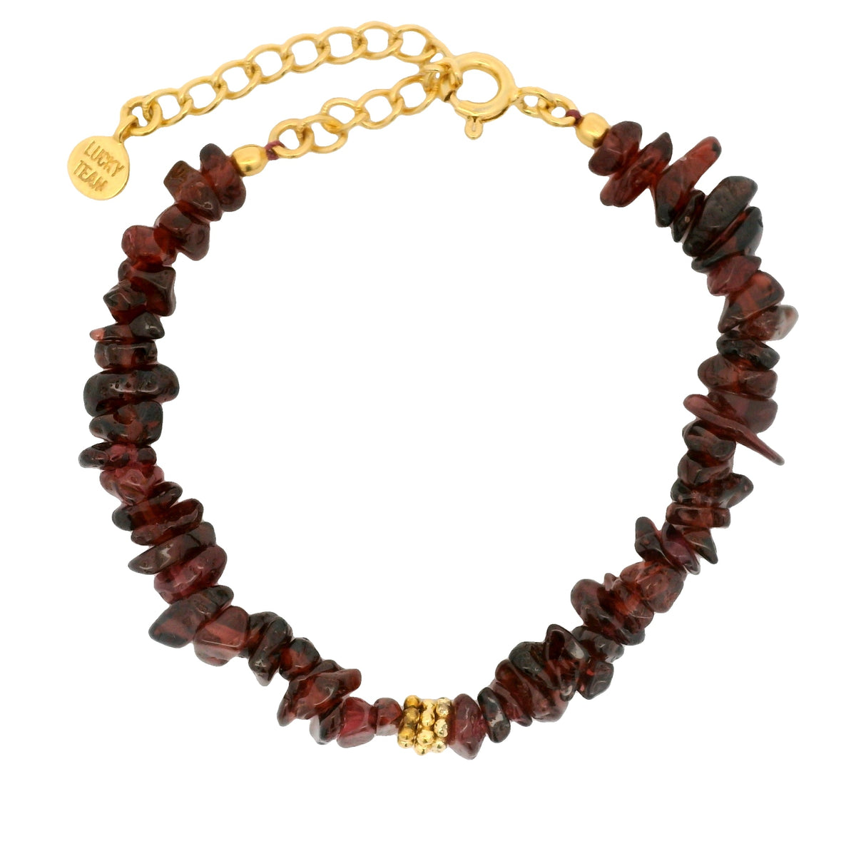 Bracelet doré chips grenat