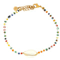 Bracelet doré perles multicolores cauri natturel