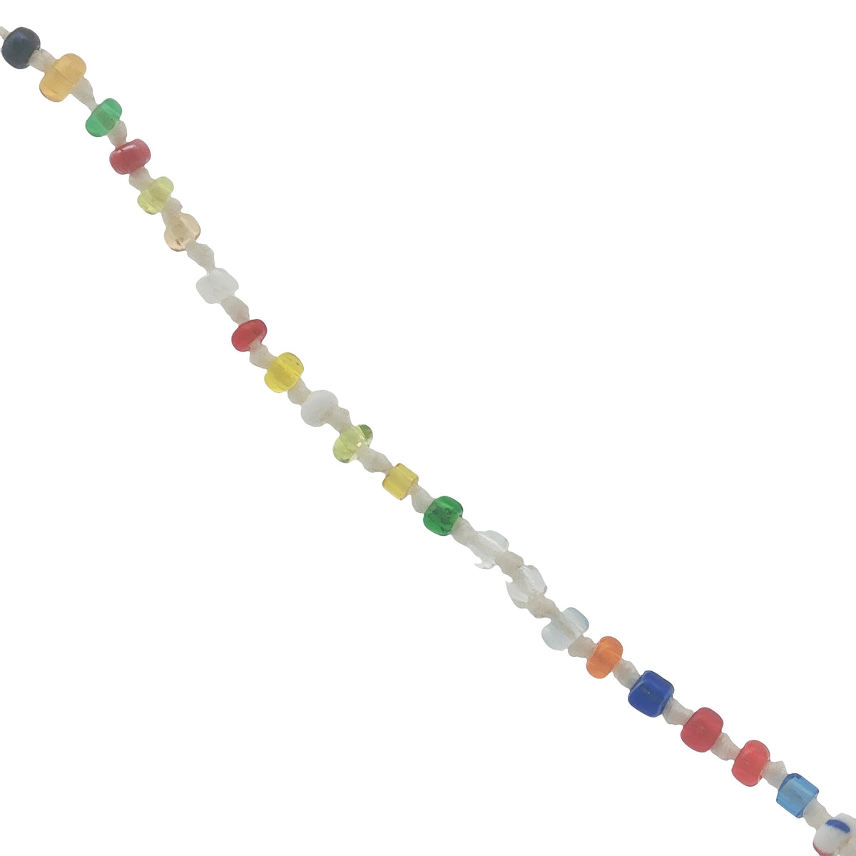 Collier doré petites perles multicolores et noeuds blancs 50 cm