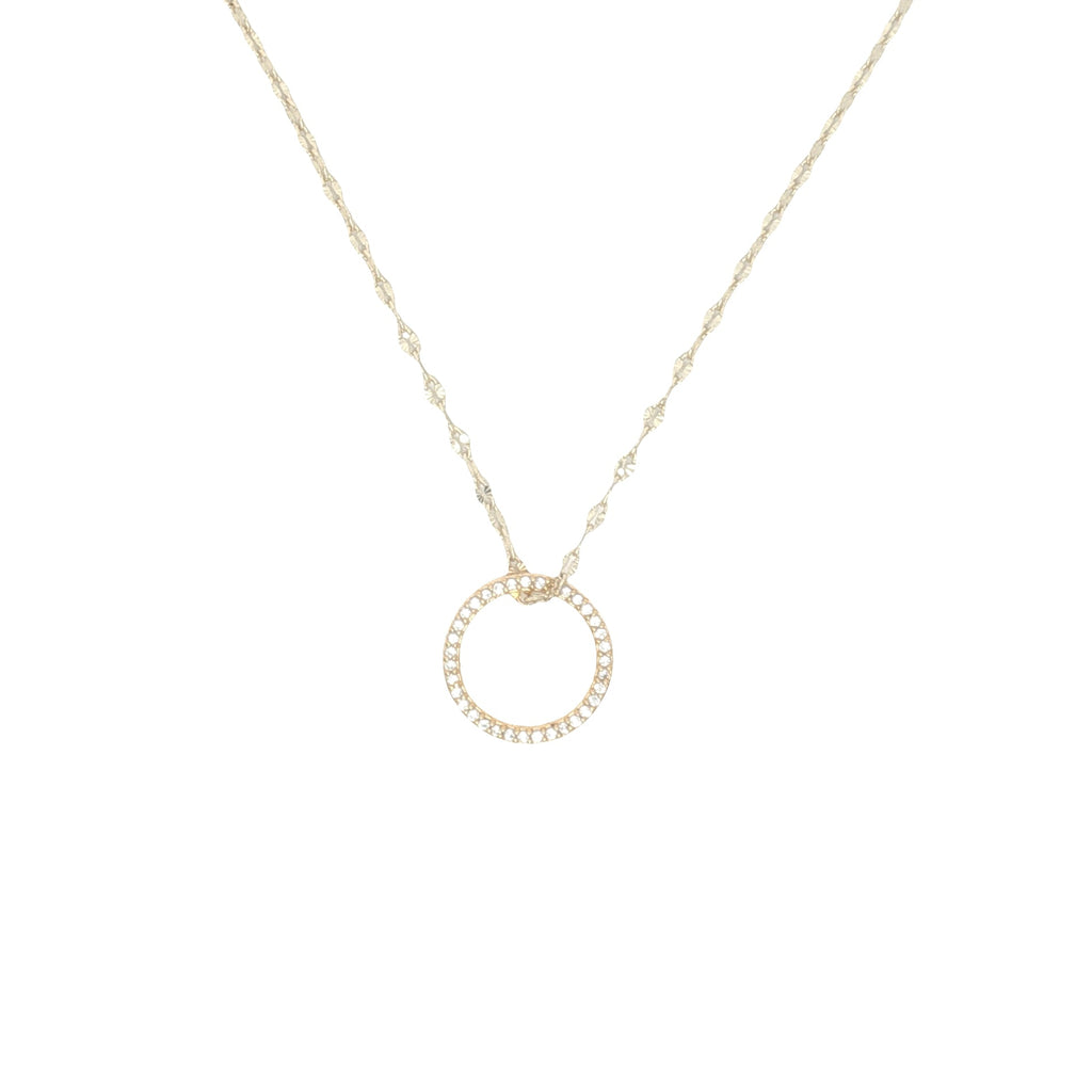 Collier doré anneau avec zircons 42 cm