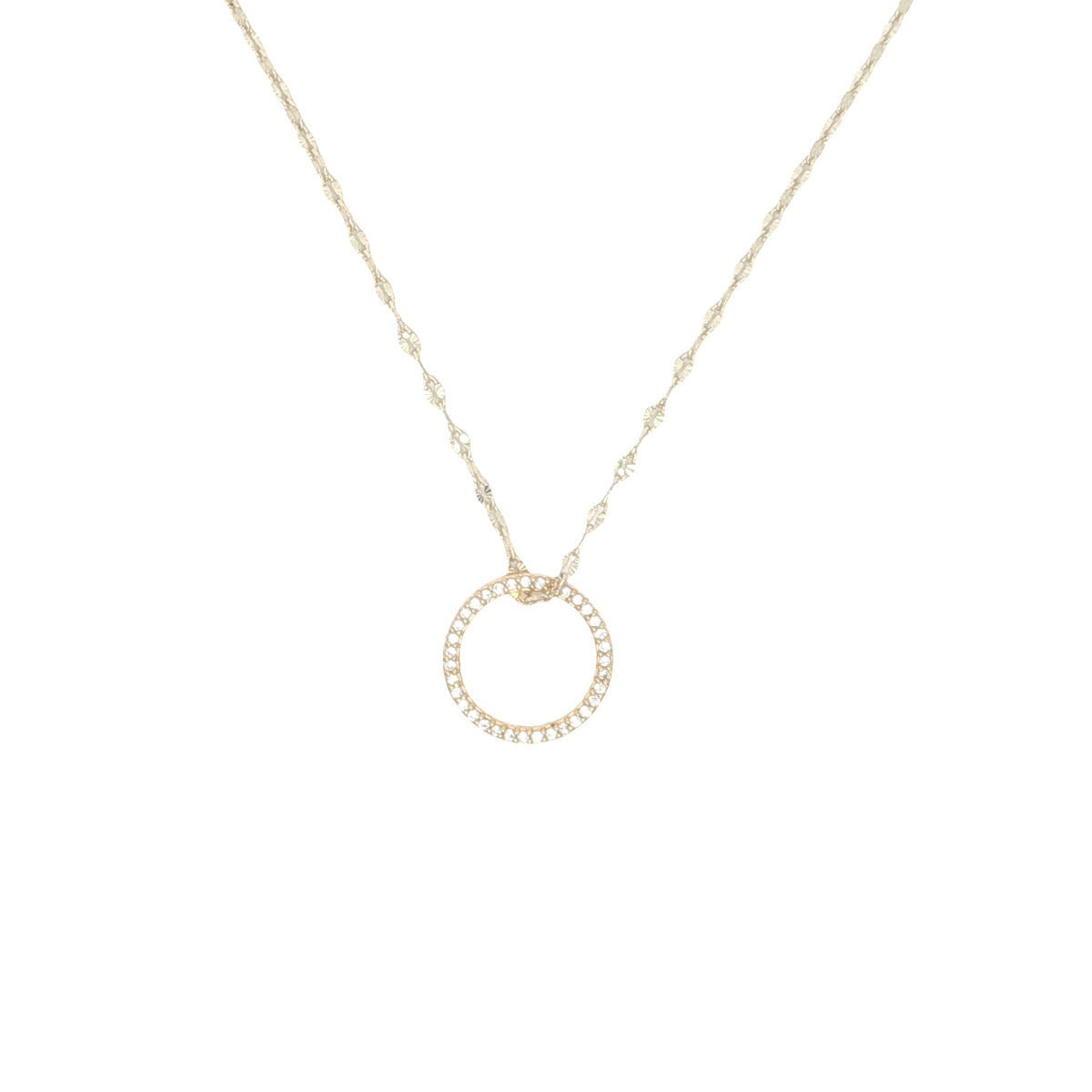 Collier doré anneau avec zircons 42 cm
