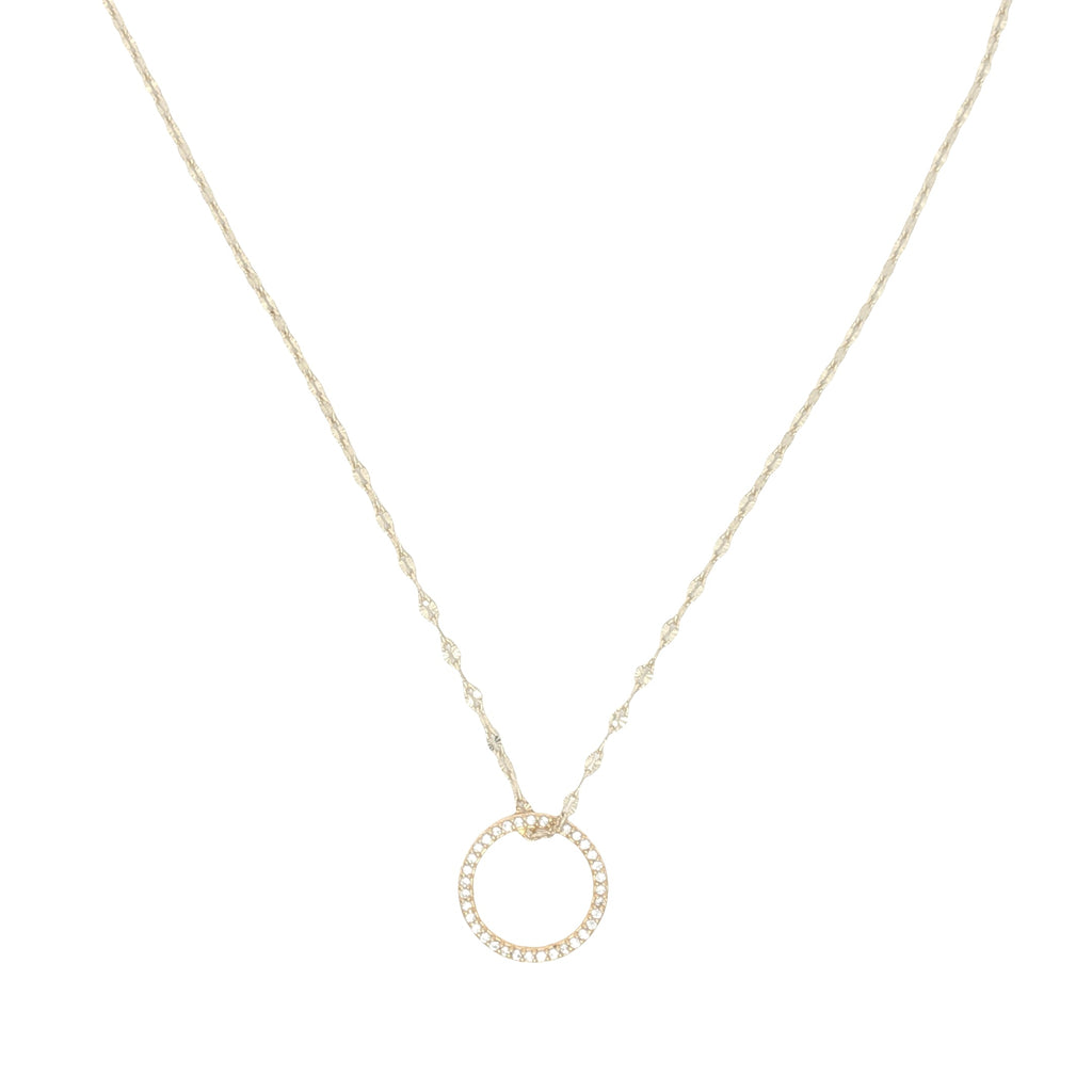 Collier doré anneau en zircons 42 cm