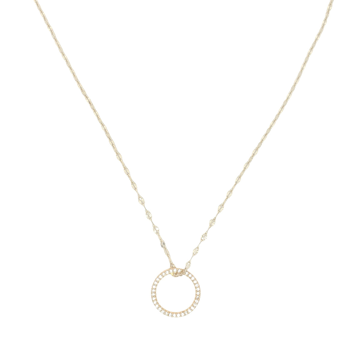 Collier doré anneau en zircons 42 cm