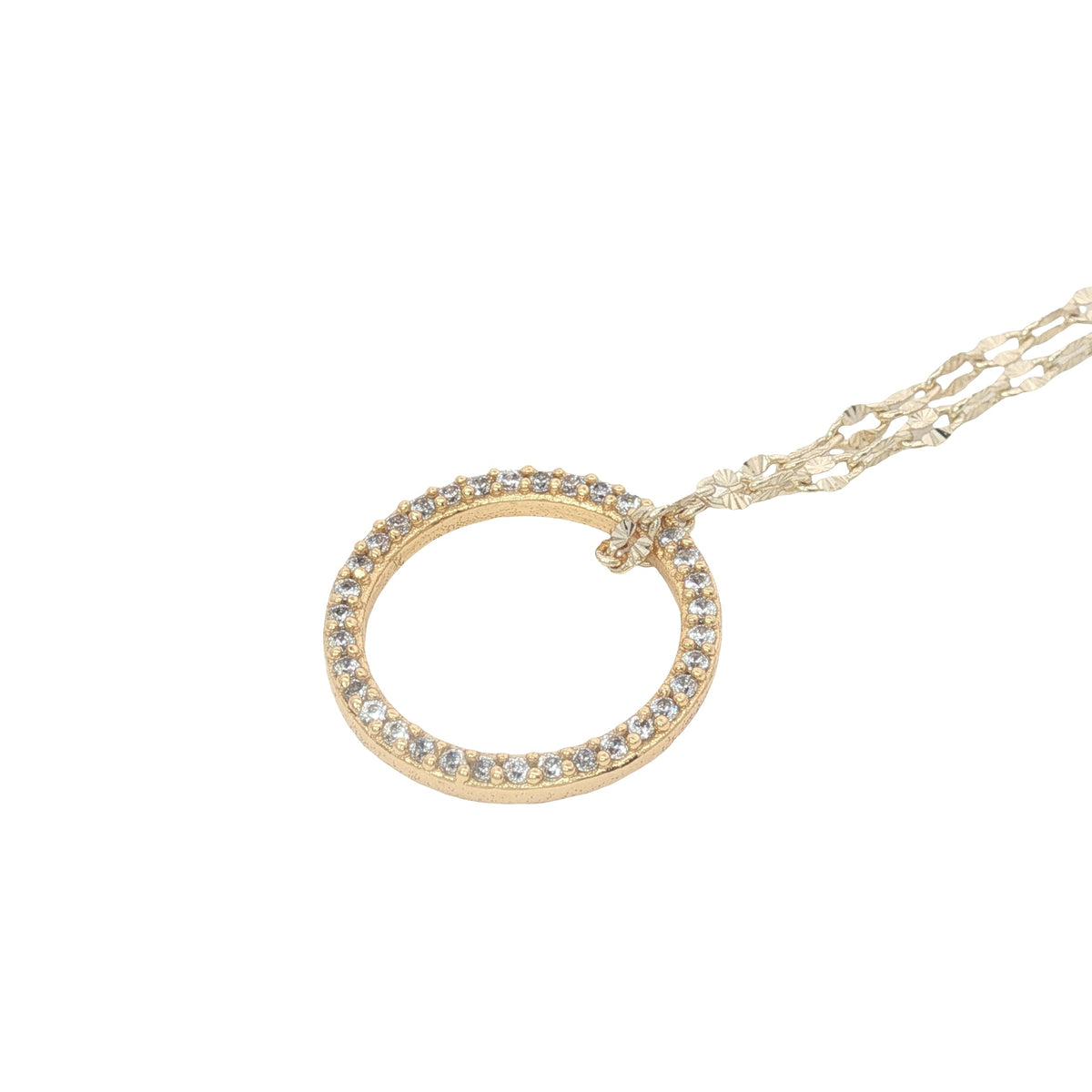 Collier doré anneau en zircons 42 cm