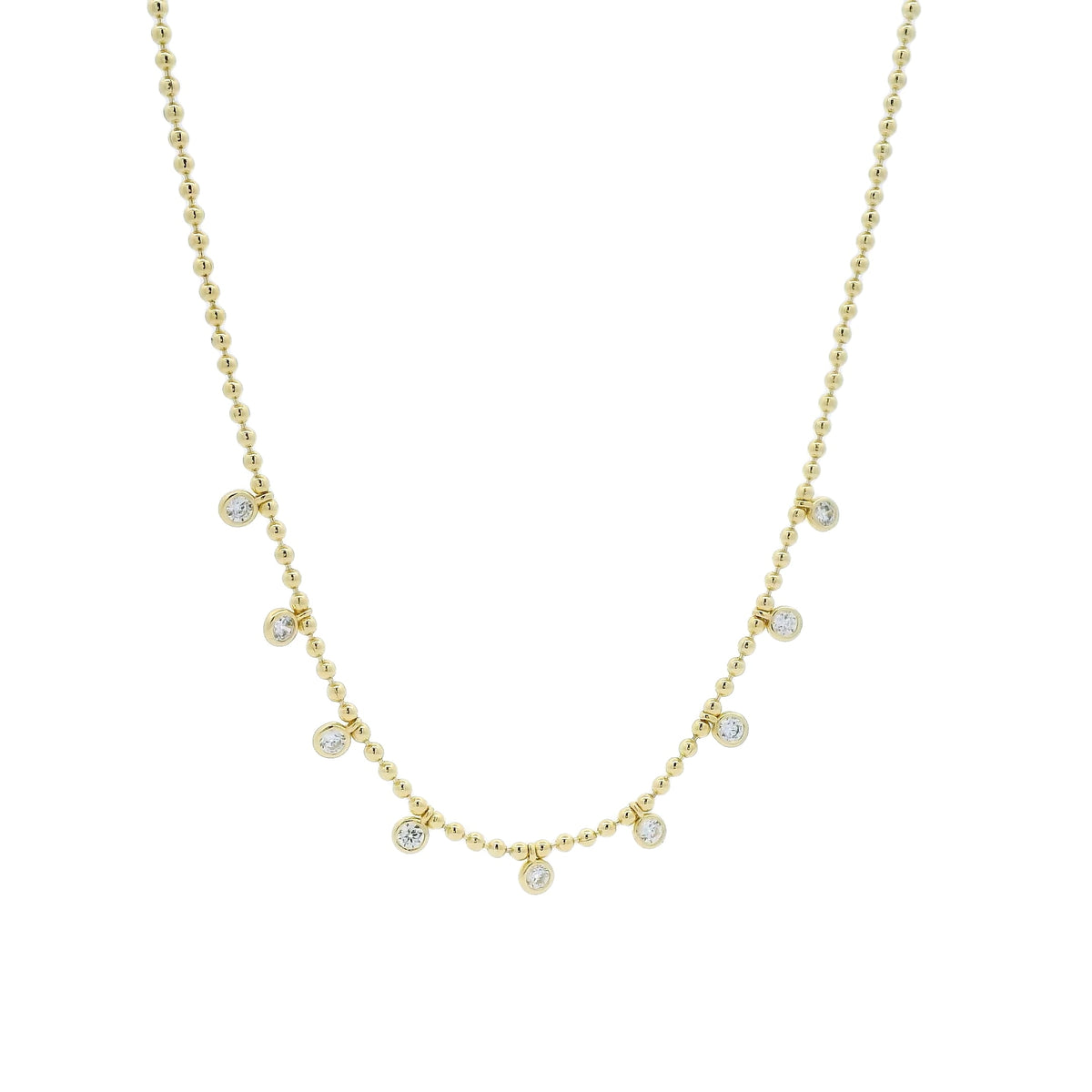 Collier maille boules et zircons blancs 45 cm