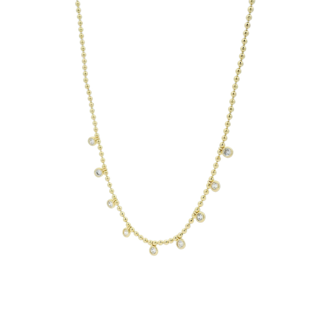 Collier maille boules et zircons blancs 45 cm