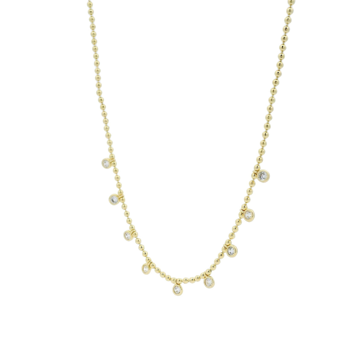 Collier maille boules et zircons blancs 45 cm