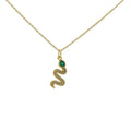 Collier doré serpent onyx verte zircons 42 cm