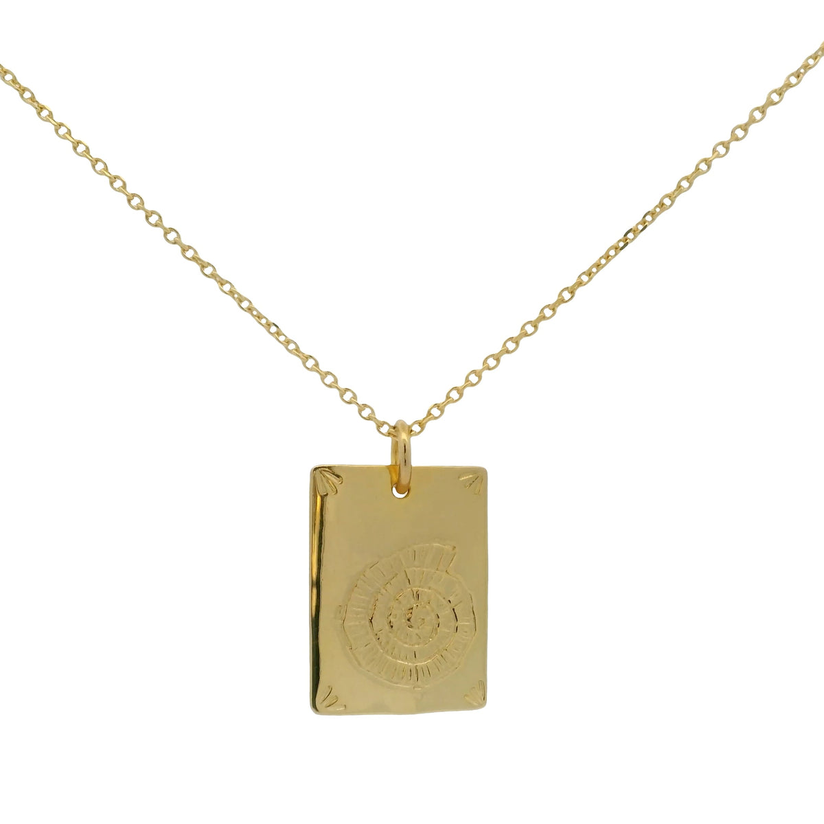 Collier doré plaque rectangle "sea sex sun" et coquillage 42cm