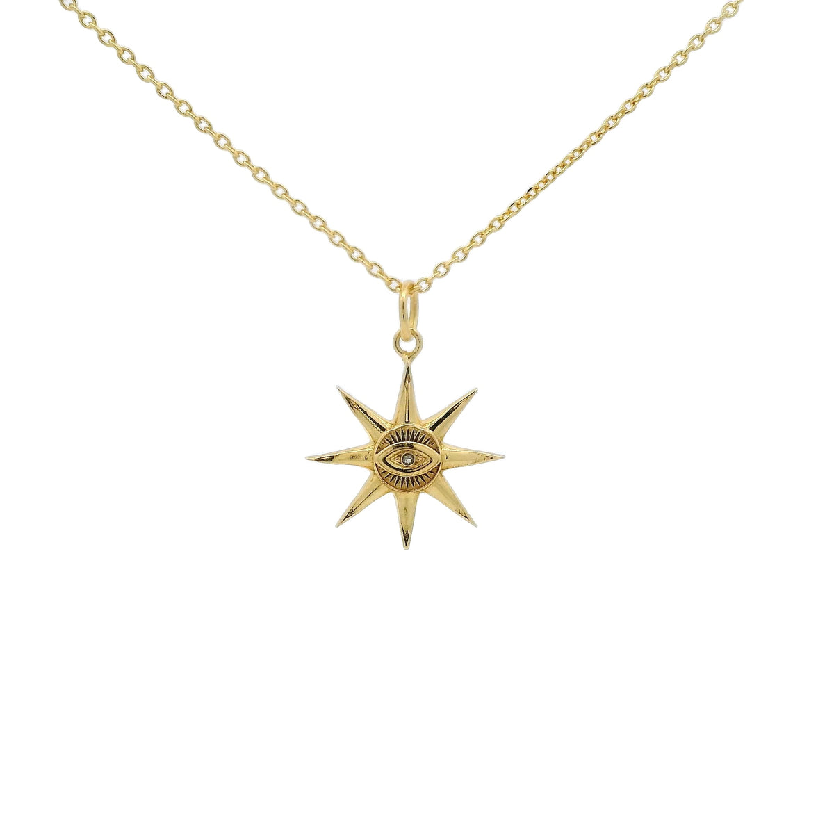 Collier doré soleil oeil et zircon 42 cm