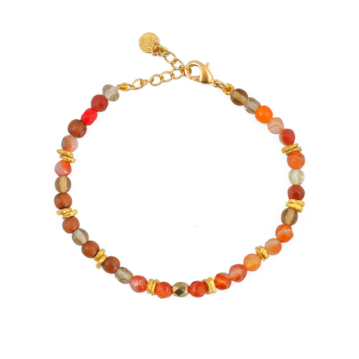 Bracelet doré pierres naturelles et disques dorés - AGATE