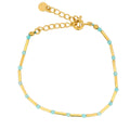 Bracelet doré amazonite alternée avec des tubes dorés