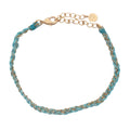 Bracelet doré brésilien cordon turquoise et chaine dorée PM