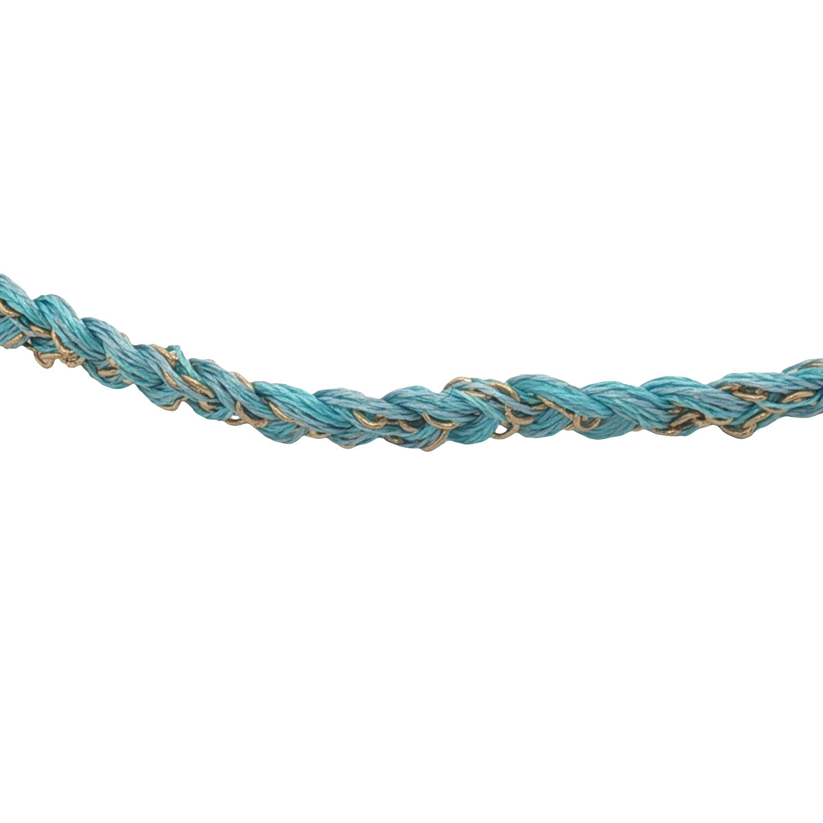 Bracelet doré brésilien cordon turquoise et chaine dorée PM
