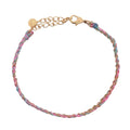 Bracelet doré brésilien cordon turquoise et rose chaine dorée PM