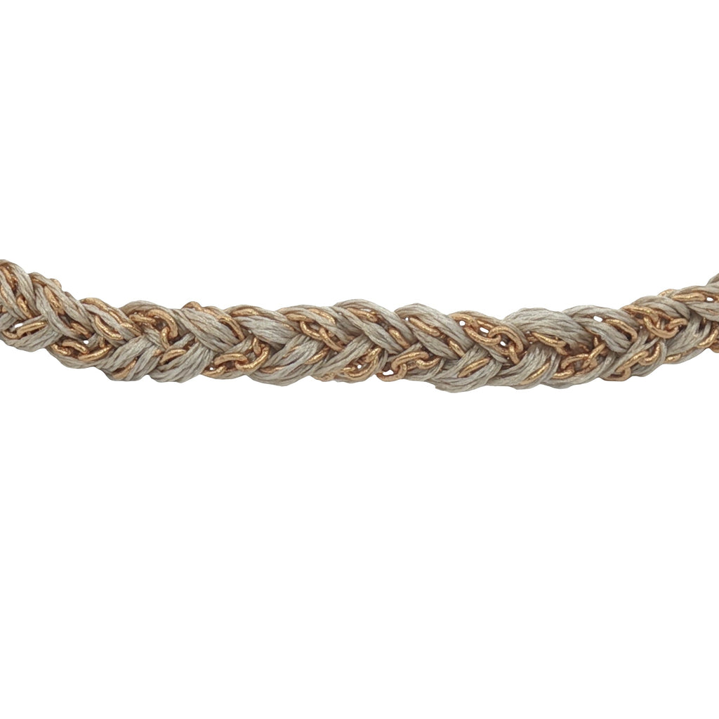 Bracelet doré brésilien cordon gris et chaine dorée PM