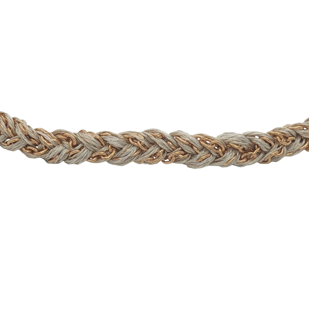 Bracelet doré brésilien cordon gris et chaine dorée PM