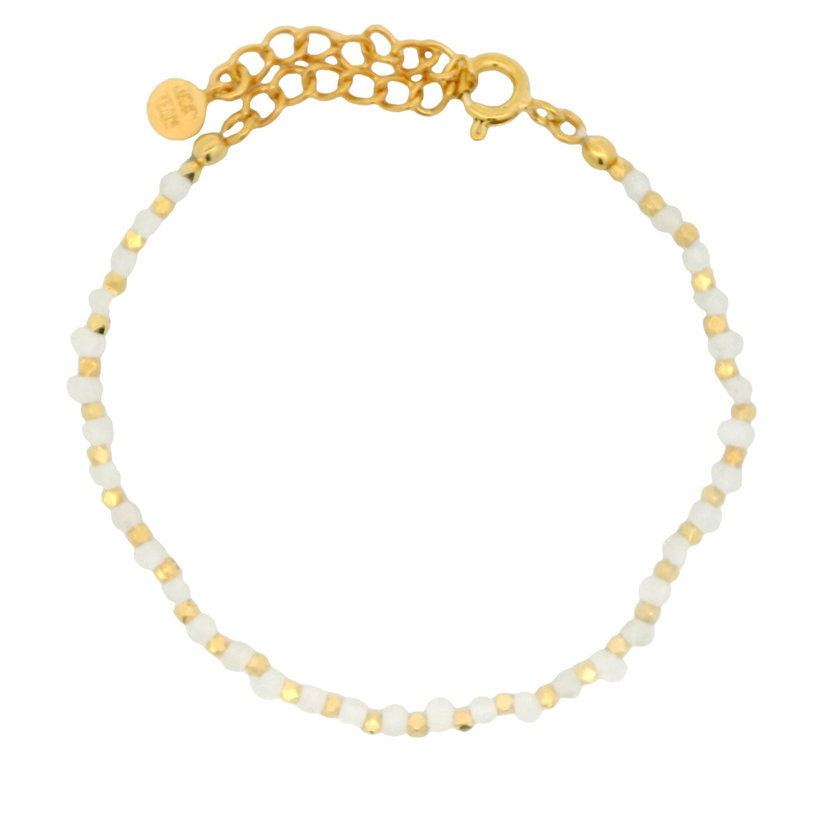 Bracelet doré et pierre de lune facettée