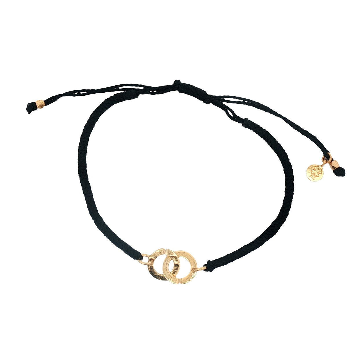 Bracelet cordon noir menottes dorées