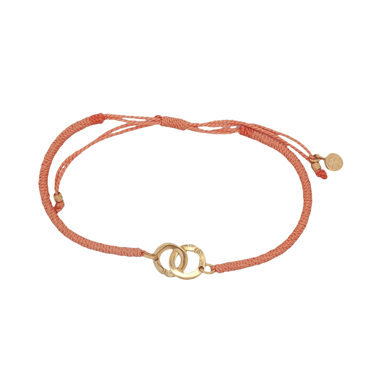 Bracelet cordon orange menottes dorées