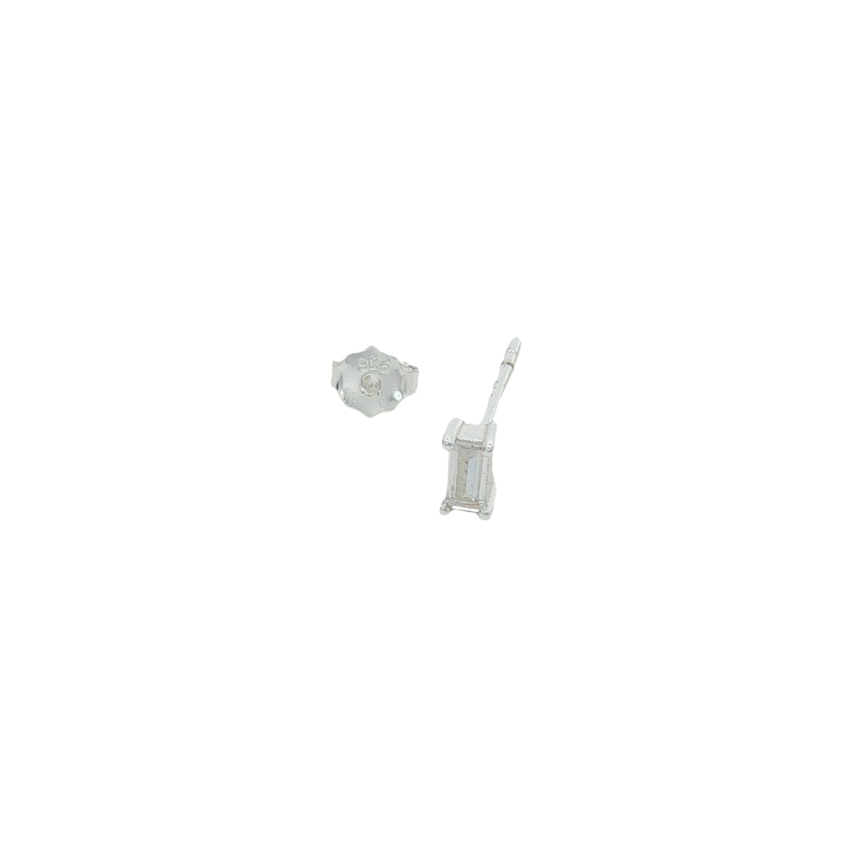 Boucle d'oreilles puce argent 925 zircon baguette