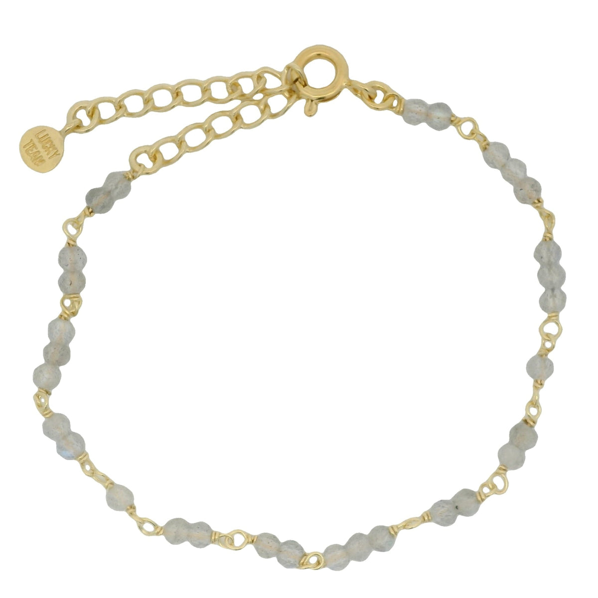 Bracelet doré et petites pierres en labradorite