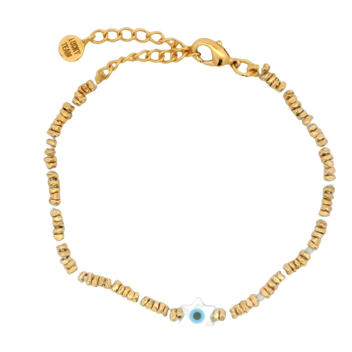 Bracelet doré étoile de David en nacre avec disques dorés