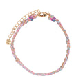 Bracelet brésilien doré cordon rose et bleu chaine dorée GM