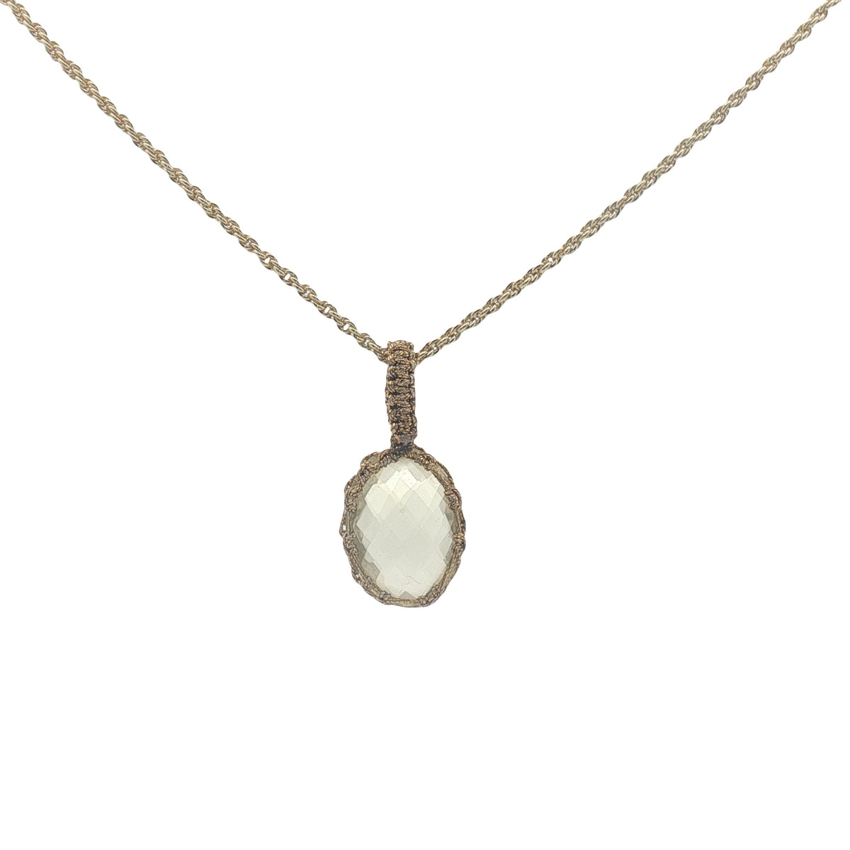 Collier doré Johri bazaar quartz citron et fil doré 42 cm