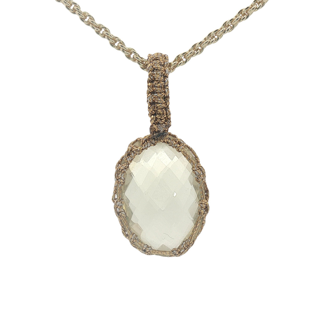 Collier doré Johri bazaar quartz citron et fil doré 42 cm