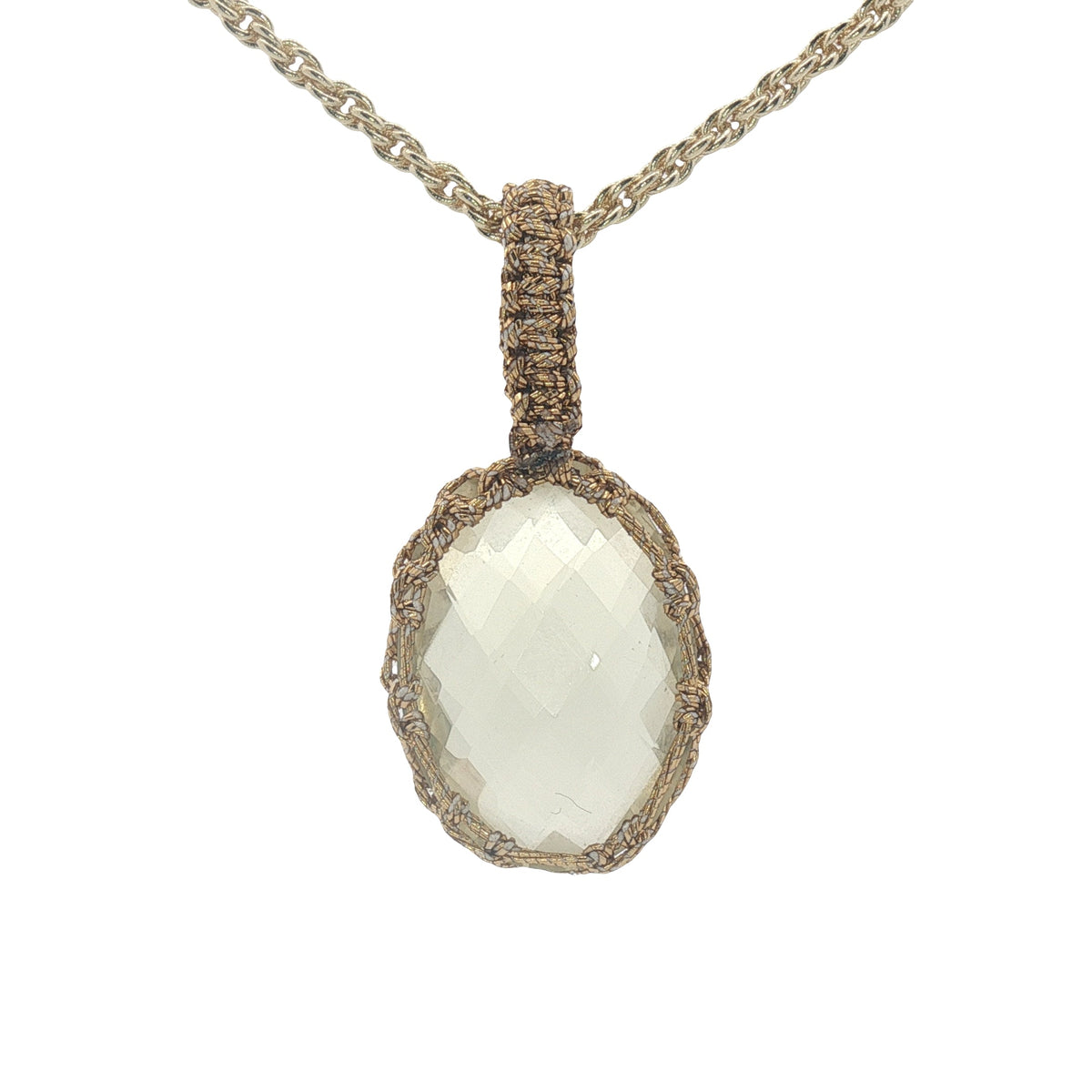 Collier doré Johri bazaar quartz citron et fil doré 42 cm