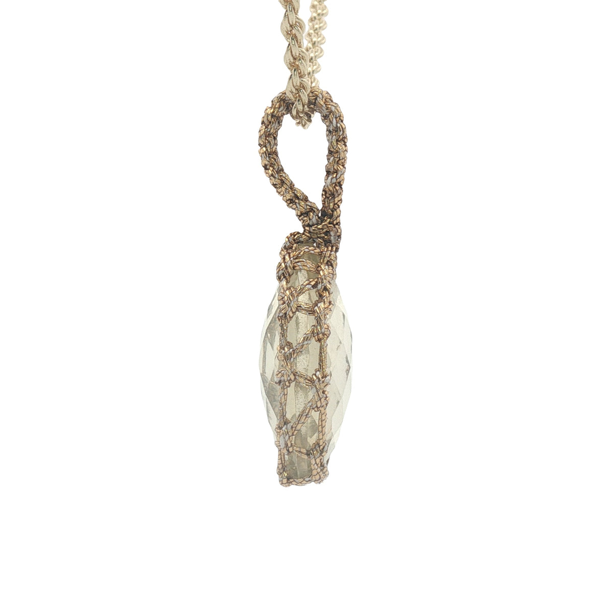 Collier doré Johri bazaar quartz citron et fil doré 42 cm