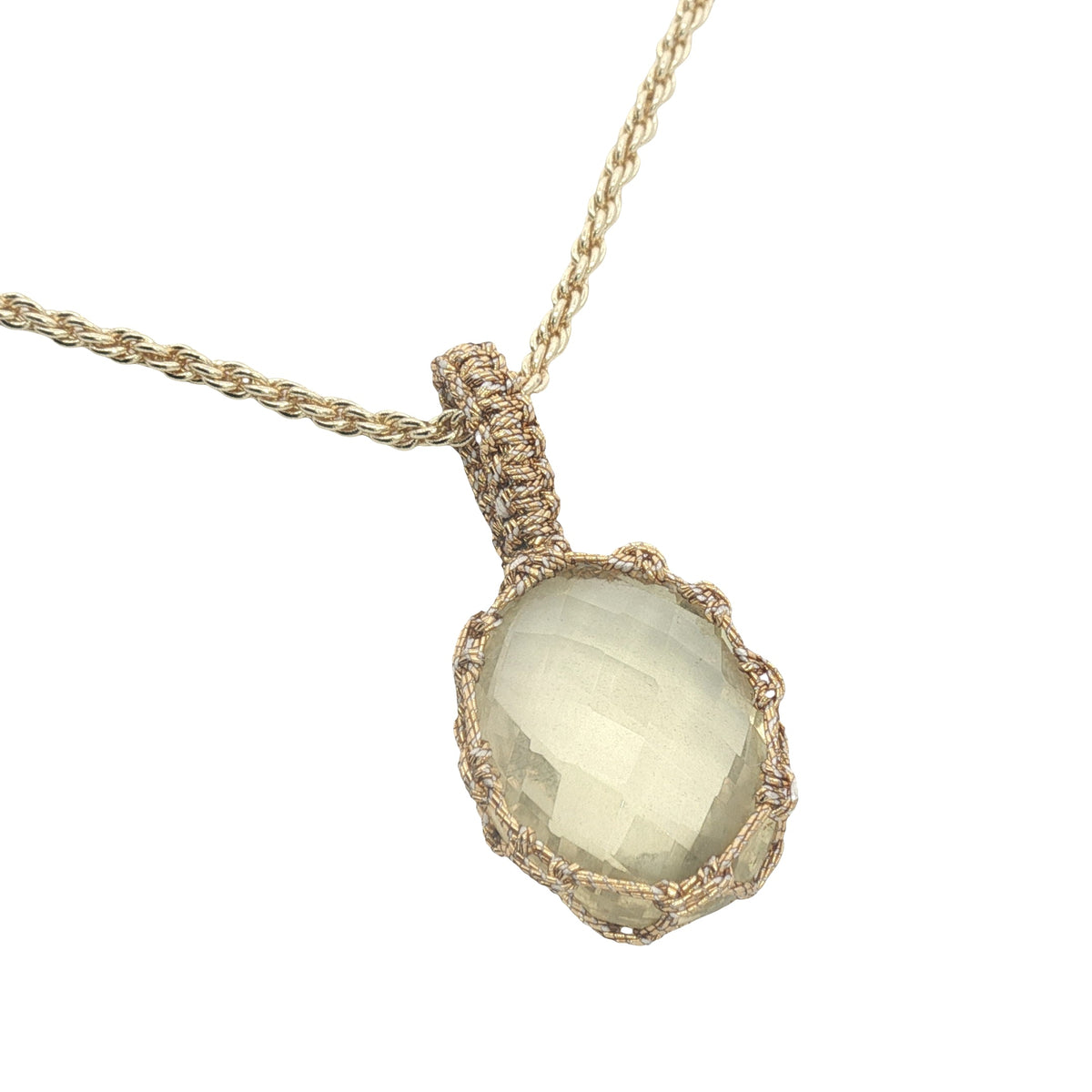 Collier doré Johri bazaar quartz citron et fil doré 42 cm