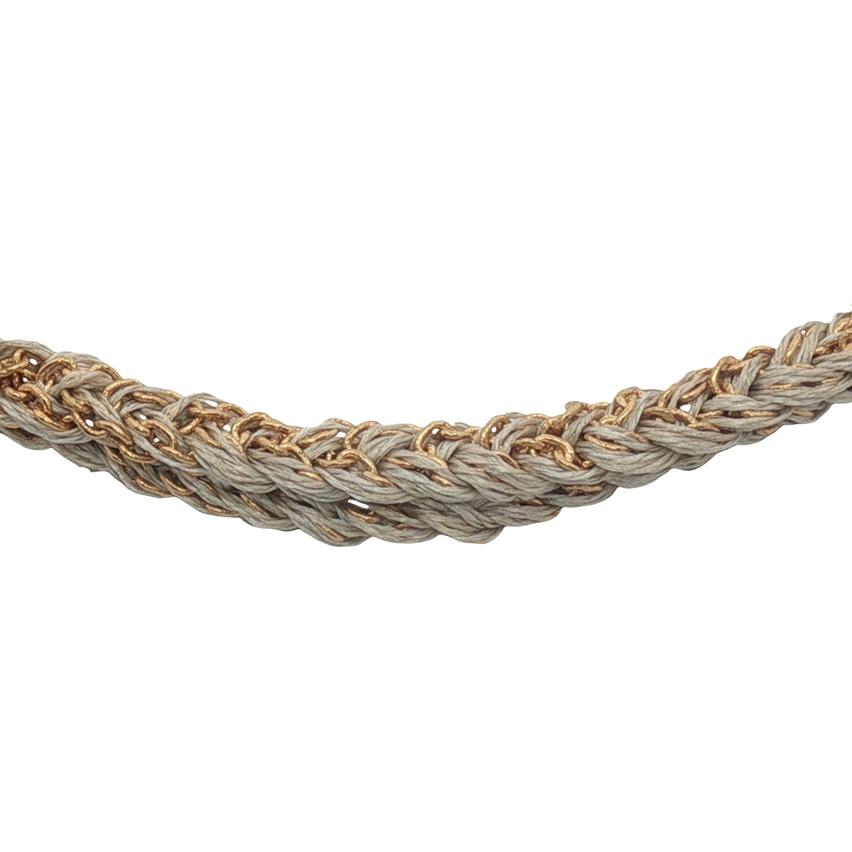 Bracelet brésilien doré cordon gris chaine dorée GM
