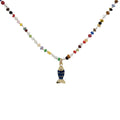 Collier doré perles multicolores poisson bleu 38 cm
