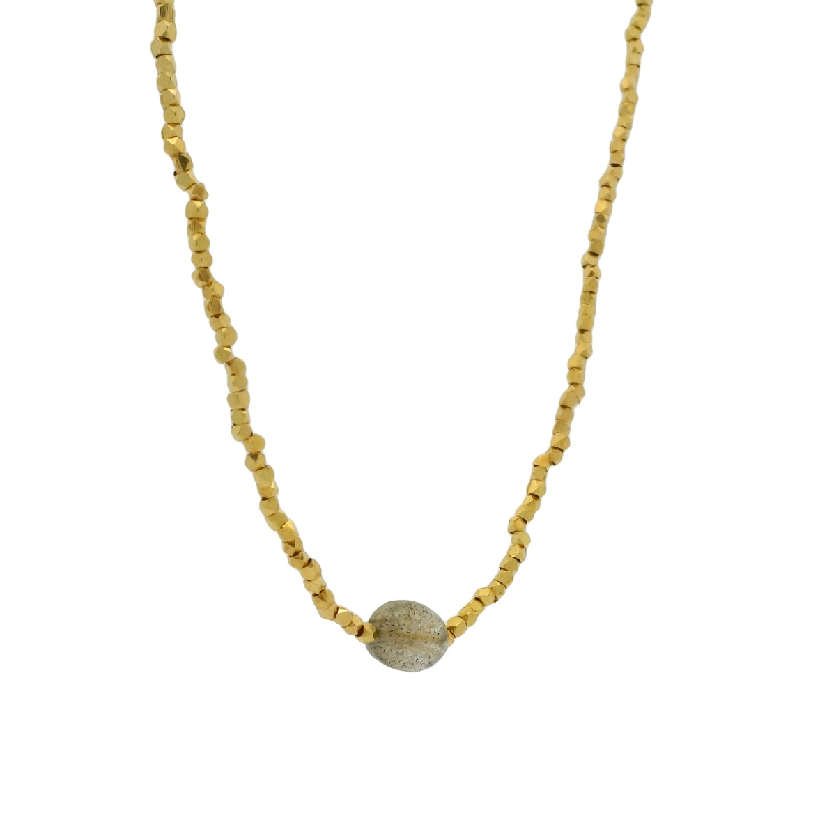 Collier perles dorées et labradorite 40 cm