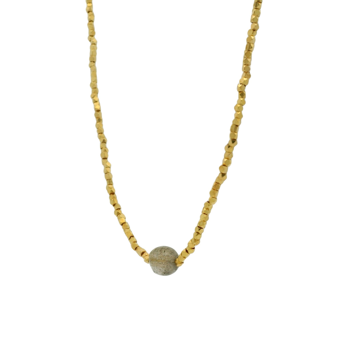 Collier perles dorées et labradorite 40 cm