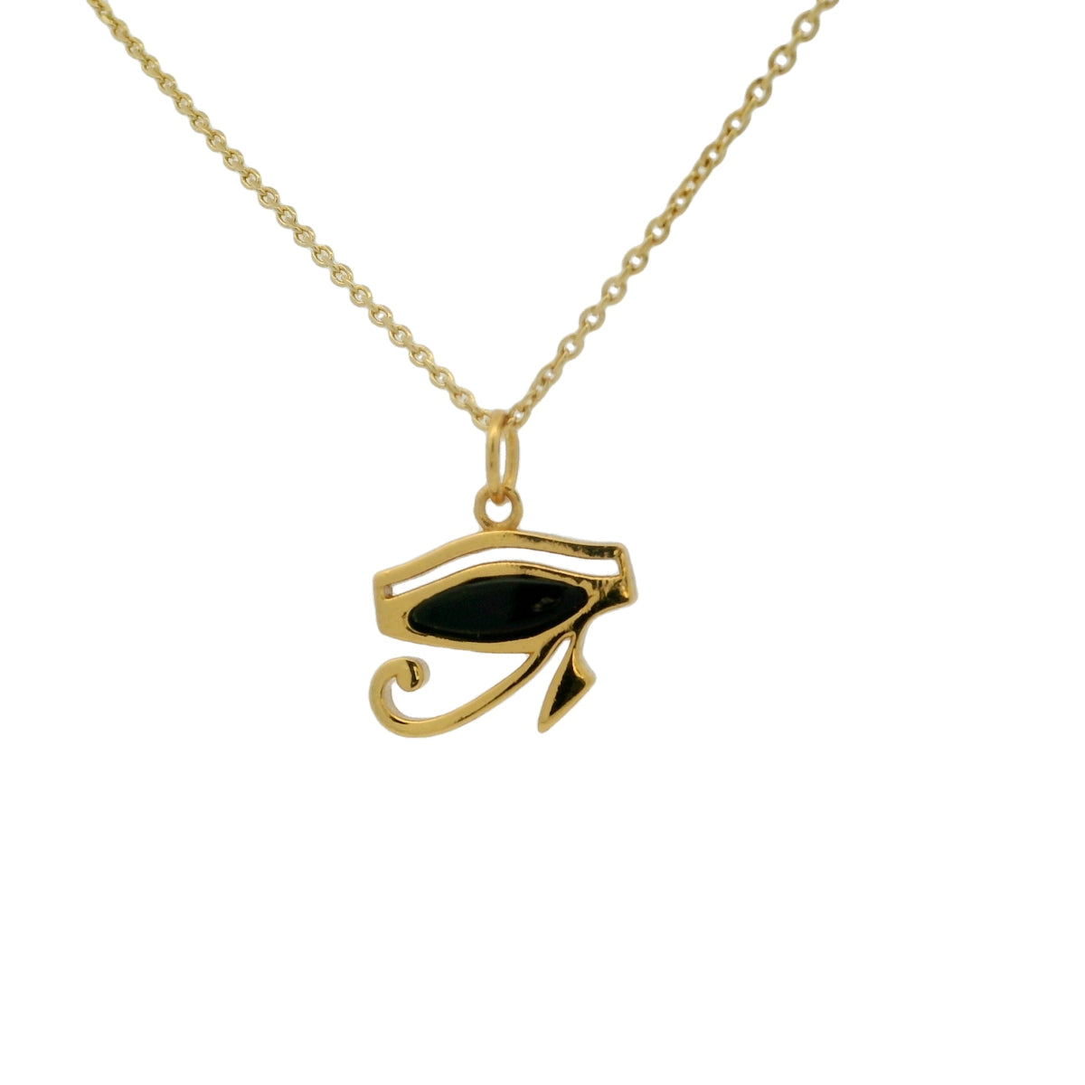 Collier doré oeil d'Horus avec onyx noire 42 cm